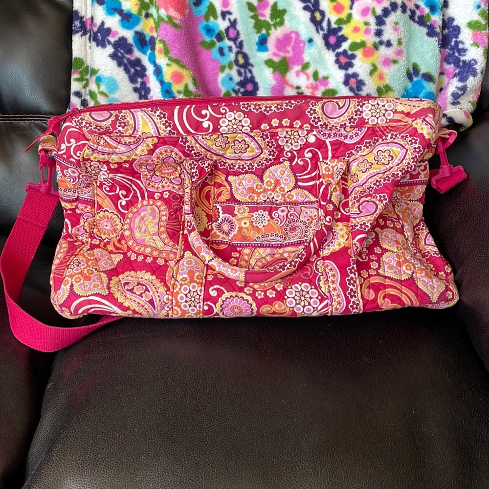 Vera Bradley Pink and Red Paisley Duffel